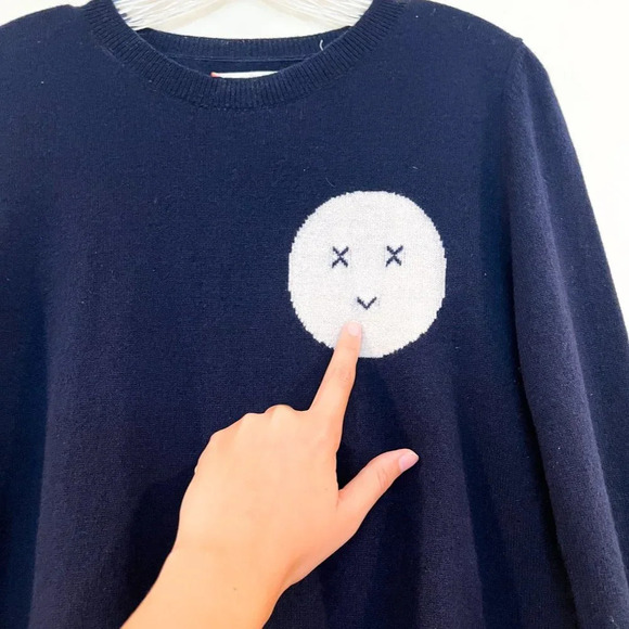 Chinti and Parker Merino Wool Cashmere Blend Navy Knit Crew Neck Sweater XS - Picture 4 of 8